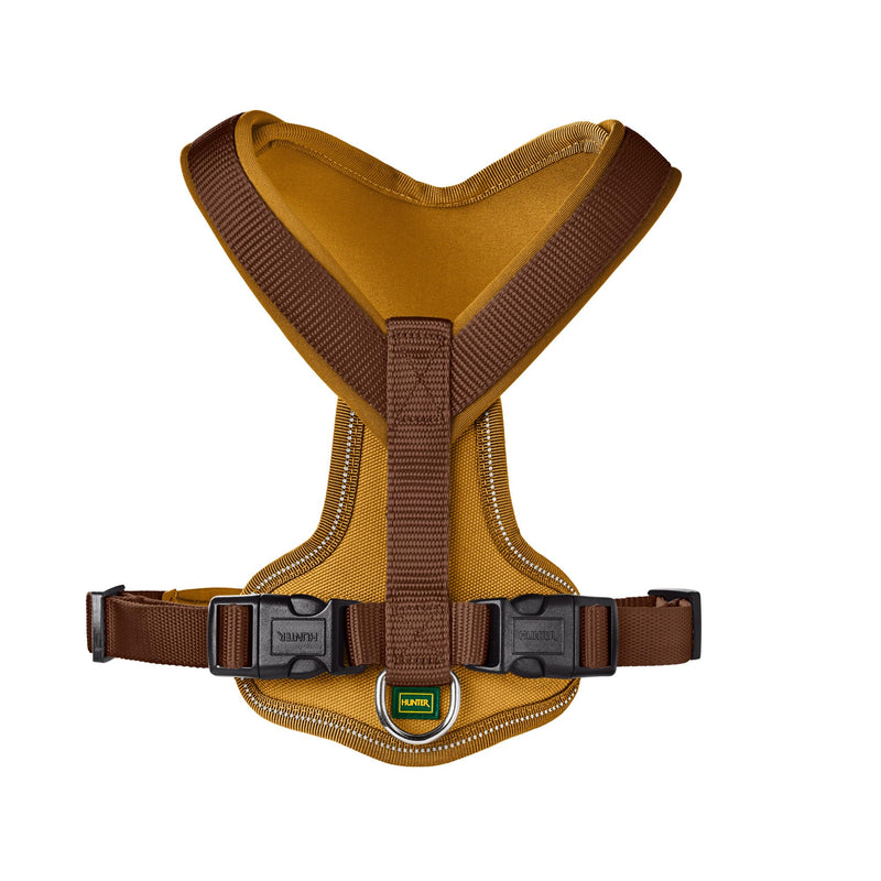 HUNTER NEOPREN dog harness, nylon, padded with neoprene, for sport and leisure,brown / caramel, nylon, neoprene,45-57,S 45-57 brown / caramel, nylon, neoprene - PawsPlanet Australia