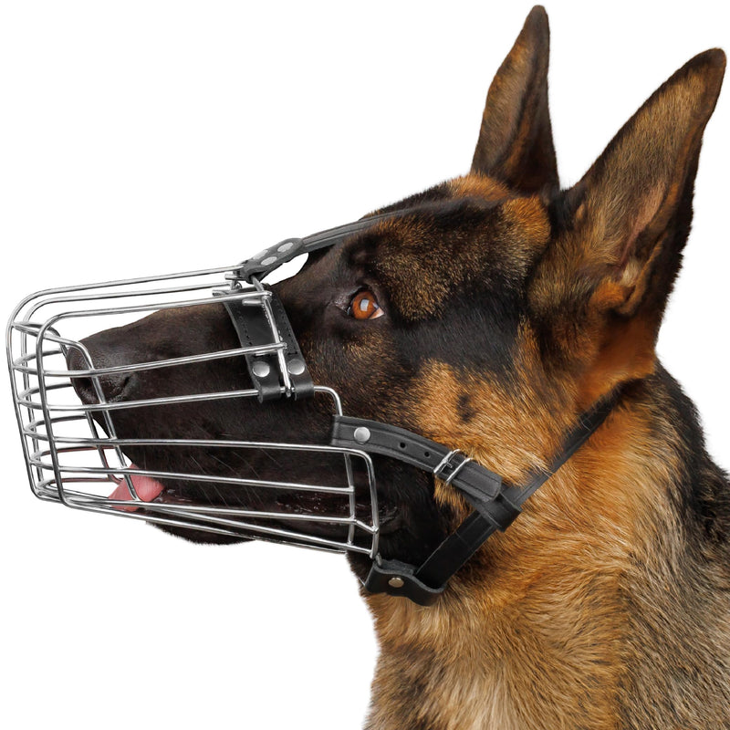 BRONZEDOG Dog Muzzle Wire Basket Metal Mask for Medium Large Dogs (Size 6: German Shepherds) Size 6: German Shepherds