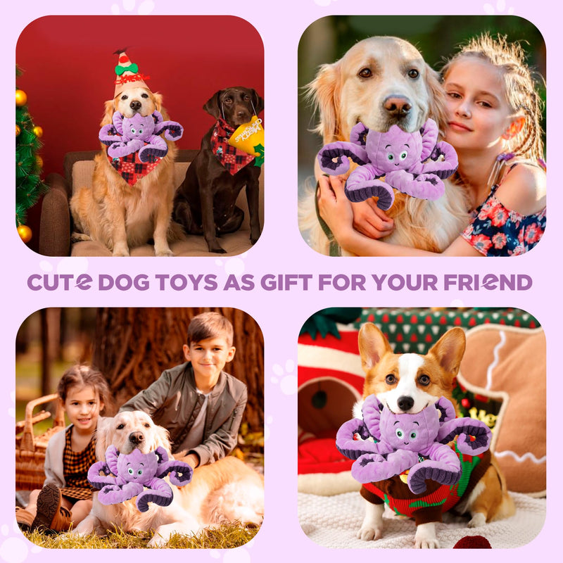Dog Toys for Large Breed, Octopus Squeaky Funny Cute Interactive Medium & Small Dog Toys, Stuffed Plush Animals Puppy Toys, Dog Birthday for Dog Presents - Octopus Purple 1 PCS - PawsPlanet Australia