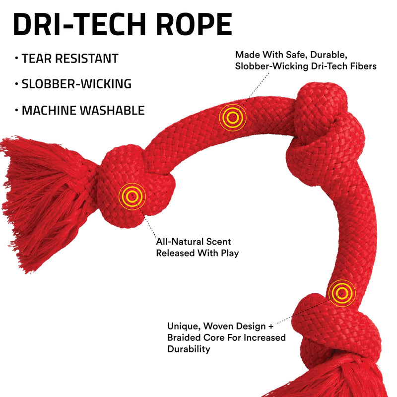 Playology Dri Tech Rope Dog Chew Toy for Large to X-Large Dogs 50lbs & up | Engaging, All-Natural Beef Scented Red Dog Toy for Tough Chewers | Easy to Clean | Interactive and Non-Toxic Jumbo - PawsPlanet Australia