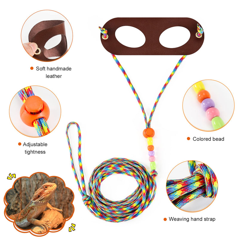 LIKZINWA Bearded Dragon Lizard Leash Harness,4 Size Pack Adjustable Small Animal Harness for Reptile and Small pet (Brown) Brown - PawsPlanet Australia
