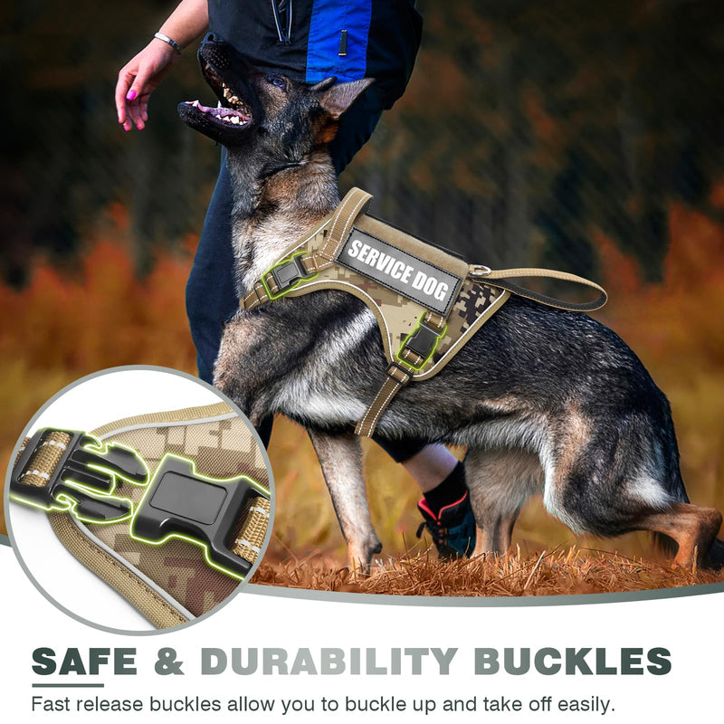 WINSEE Tactical Dog Harness, No Pull Dog Harness for Medium Large Dogs with Handle & Molle, Military Service Dog Vest Harness in Training Pet Harness for Small Dogs Desert Camo - PawsPlanet Australia