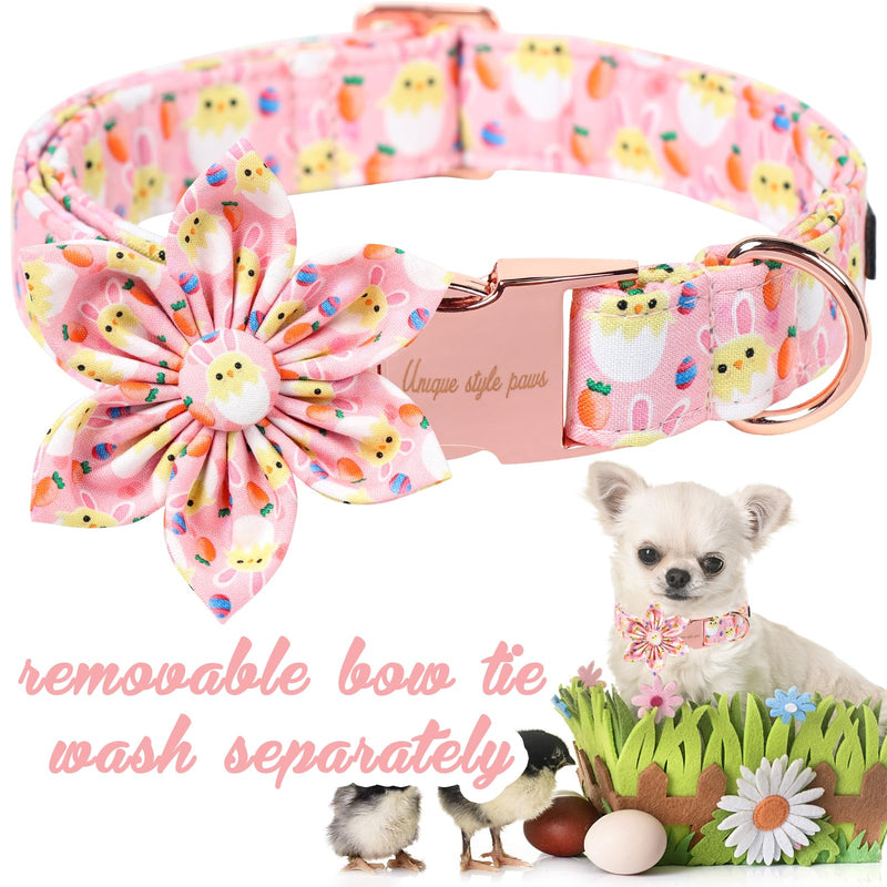 Unique style paws Easter Dog Collar Puppy Collars Harnesses & Leads For Dogs Uk Bow Tie Soft Adjustable Cute Flower Comfortable Collars Pet Gift For Small Medium Large Dogs XL PINK XL - PawsPlanet Australia