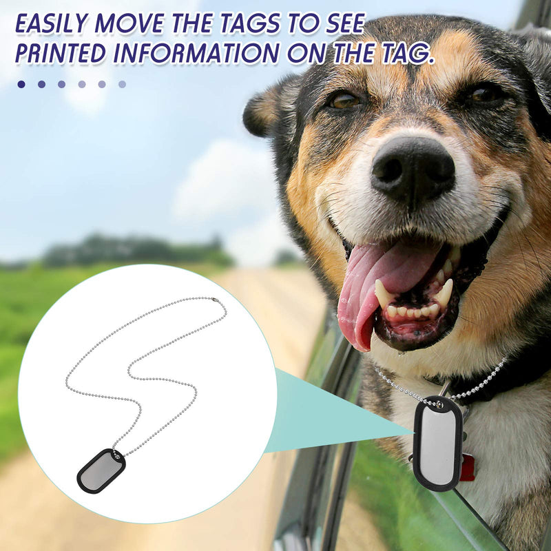 Weewooday 8 Pieces Military Dog Tag Silencers Set Silicone Silencer Black with 4 Stainless Steel Ball Chain 4.7 inch & 27.5 inch to Reduce Noise and Protect Tag - PawsPlanet Australia