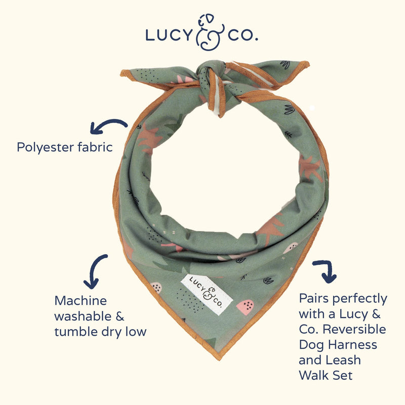 Lucy & Co. Take a Hike - Durable Comfortable Dog Bandana - Designer Puppy Accessory - Machine Washable - Small Blue Trees Bandana Take a Hike Bandana - PawsPlanet Australia