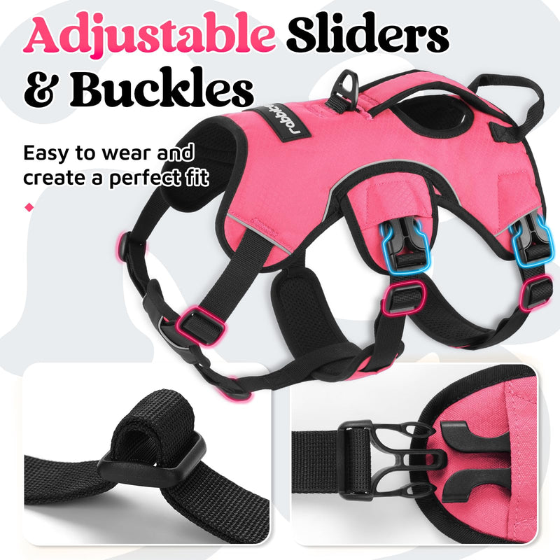rabbitgoo Escape-Proof Dog Harness Medium with Large Handle, Anti-Pull Reflective Working Service Pets Vest, Breathable Pets Vest, Adjustable Lift Support Body Harness Large Dogs Outdoor, M, Pink M (Pack of 1)