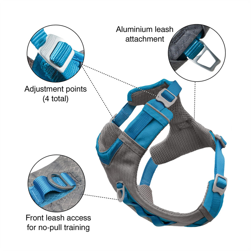 Kurgo Journey Air Dog Harness - Secure Fit for Active Dogs - Padded Chest - Lightweight Ripstop Fabric - Breathable Mesh - Reflective Trim - Back Assist Handle - Coral - Large