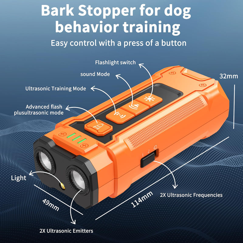 Ultrasonic Dog Bark Deterrent Device - Sonic Dogs Whistle to Stop Barking All Size, Pet Gentle Anti-Barking Control silencer, 35ft Range Barks No More, Humane Behavior Training Indoor Outdoor - PawsPlanet Australia