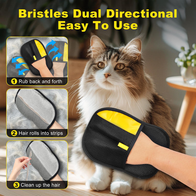 Pet Hair Removal Gloves for Cats & Dogs, Reusable Electrostatic Pet Grooming Gloves, Efficient Hair Remover Tools for Couch, Car Seat, Furniture, Carpet & Bedding (2 Pcs) - PawsPlanet Australia