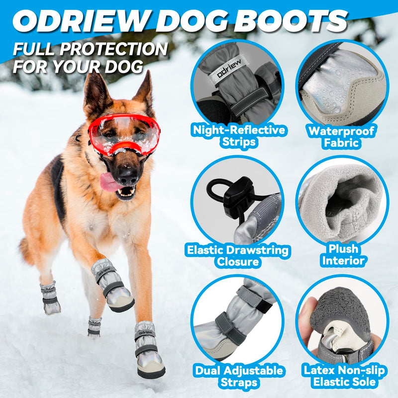 Dog Shoes Large Size Dogs, 4PCS Waterproof Dog Booties-Dog Boots & Paw Protectors, Medium Shoes for Dogs with Reflective Strip, Anti-Slip Sole for Rain, Snow and Summer Hiking. (6) 6 - PawsPlanet Australia