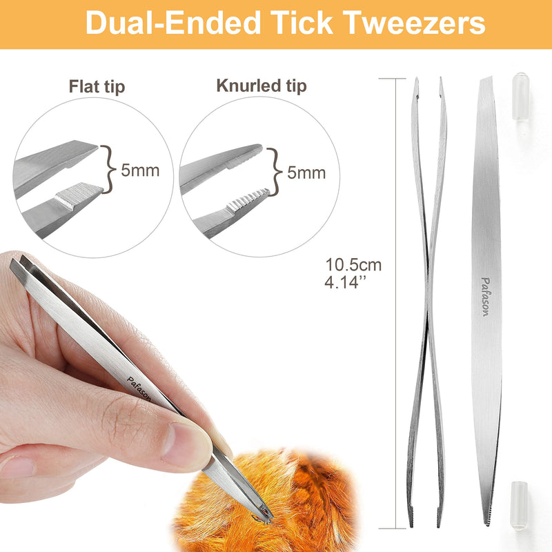 Pafason Stainless Steel Premium Dual-Headed Tick Removal Twister Tweezer Set - Remover for Dogs, Cats and Humans with Storage Case - PawsPlanet Australia