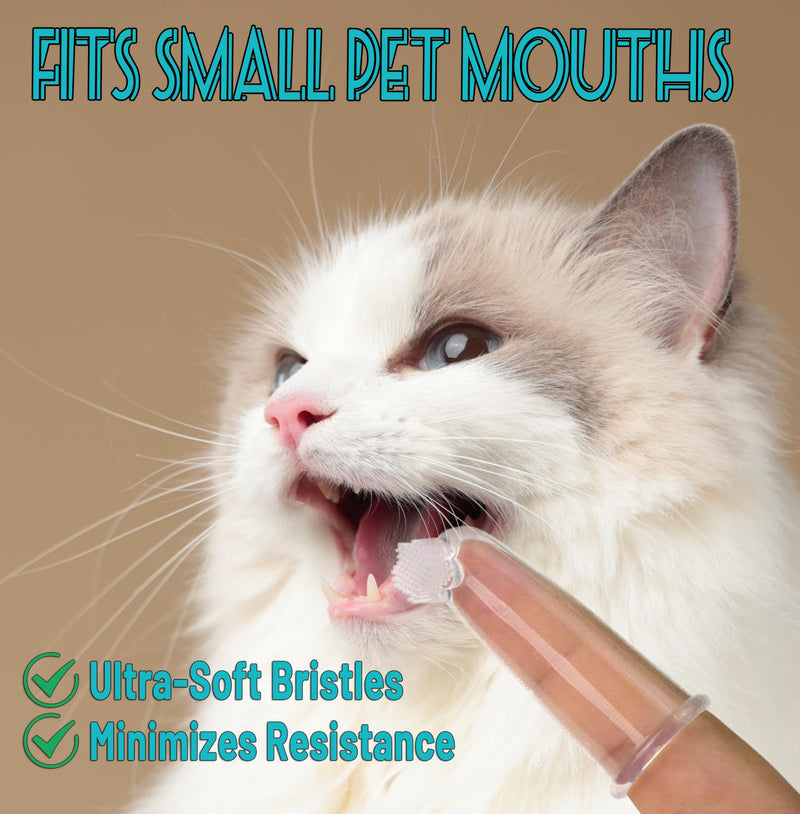 E.M&S.T by Emmeliestella Small Dog & Cat Toothbrush Kit，Micro Head, Kitten Toothbrush, Finger Brush, Starter Kit, Round & Pointed Design, Pet Dental Care, Soft Bristles, Multi-Angle, Deep Clean, 5PCS - PawsPlanet Australia