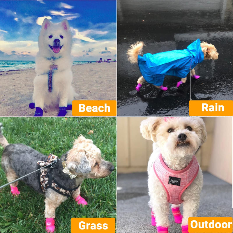Cute Little Pet Dog Puppy Rain Snow Boots Shoes Booties Candy Colors Rubber Waterproof Anti-Slip (Black, XX-Large) XXL: 2.8''x 3.5''(W*L) Black