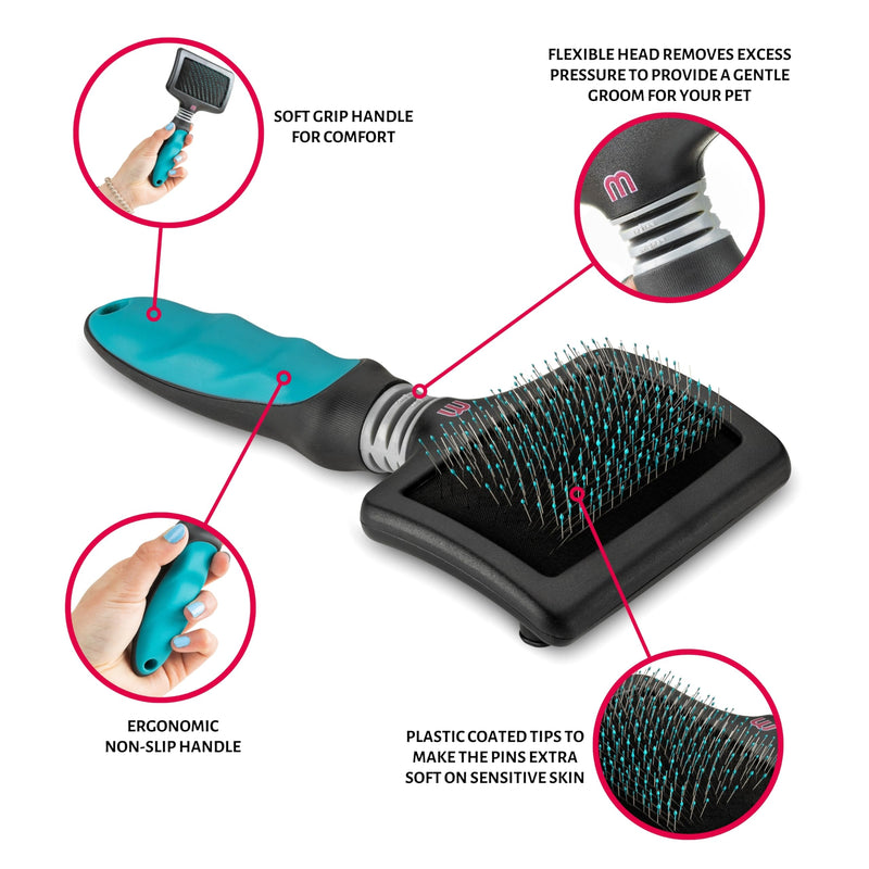Mikki Dog, Cat, Puppy, Kitten Grooming Ball Pin Slicker Brush -For Knot, Tangles -Med-Lrg Pets-Large L Single