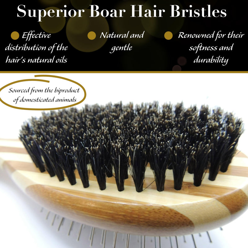 Grooming Pet Brush - Double Sided Eco Friendly Boar Bristles and Pins - For Grooming or Removing Hair for Dogs, Cats and Other Pets - PawsPlanet Australia