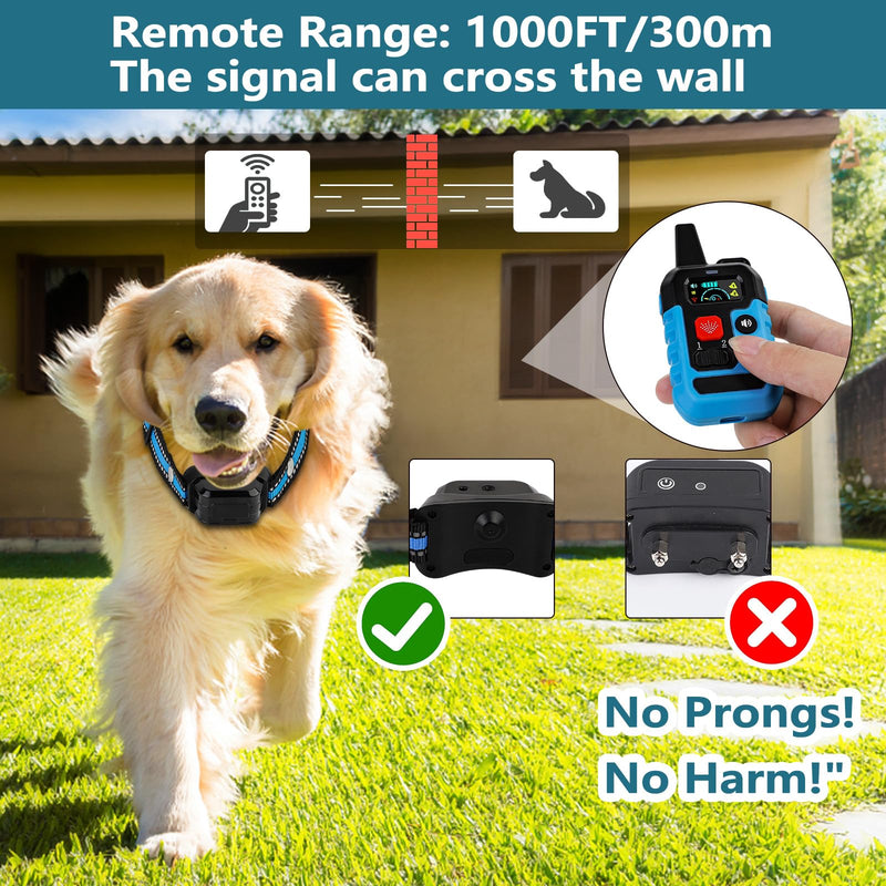 Citronella Bark Collar for Dogs, Dog Training Anti Bark Collar with Remote, 4 Modes Spray/Vibration/Sound/Reinforcement Spray, 1000FT Range Upgrade No Shock Stop Barking Device for S/M/L Dogs - PawsPlanet Australia