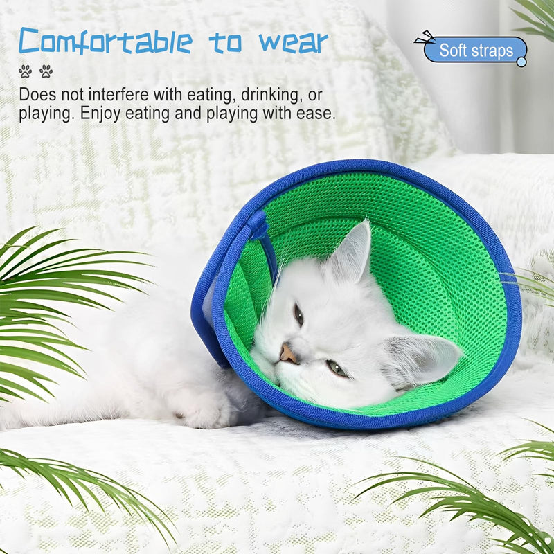 Dog Collar Soft, Breathable Mesh - Dog Collar, Lick Protection Collar Dog, Pet Elizabethan Collar (L, Green & Blue)