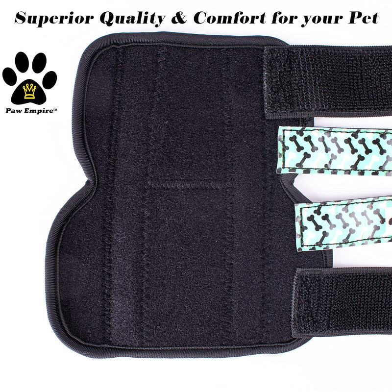 Pair of Dog Leg Braces, Ultra Supportive, Comfortable, Dual Metal Springs, Hind Leg Wraps, Canine Hock Brace for Joint Arthritis, Assists Injury & Sprains (Light Blue Dog Bone, Medium)