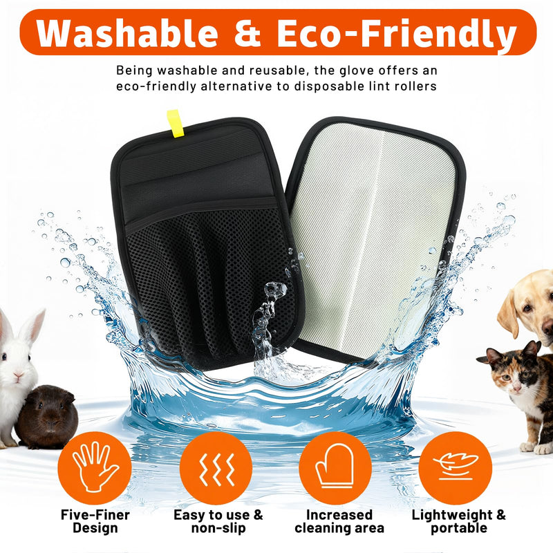 Pet Hair Removal Glove for Dogs & Cats for Couch, Curtain,Electrostatic Pet Hair Removal Gloves Brush for Pets Hair Pet Hair Remover Black