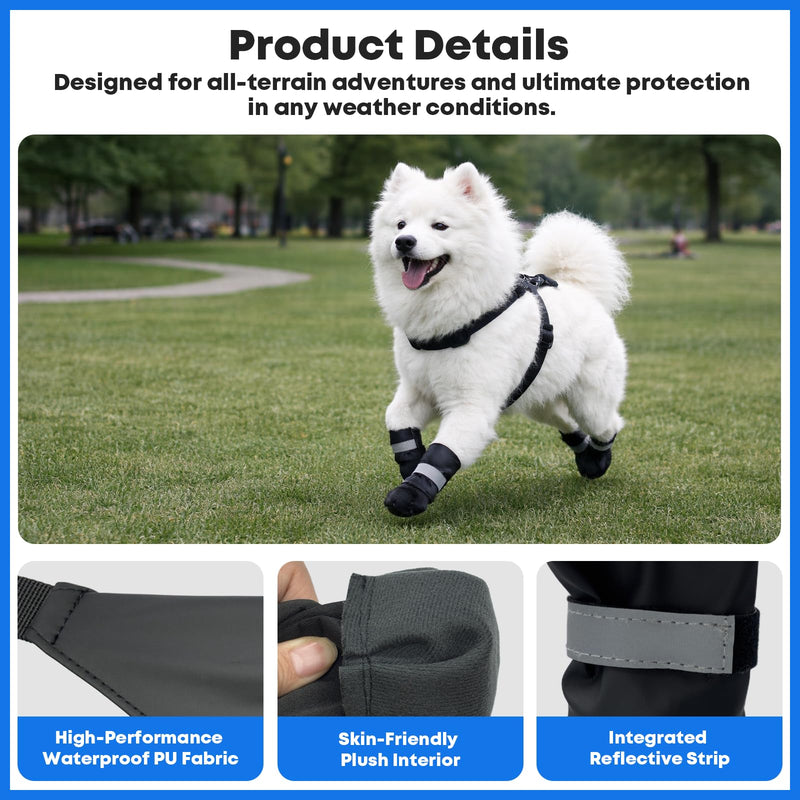 Winter Dog Boots with Leg Protection, Non-Slip Sole for Small & Medium Dogs - Waterproof Adjustable Straps, Paw Protector for Outdoor Walking & Hiking (M) M - PawsPlanet Australia
