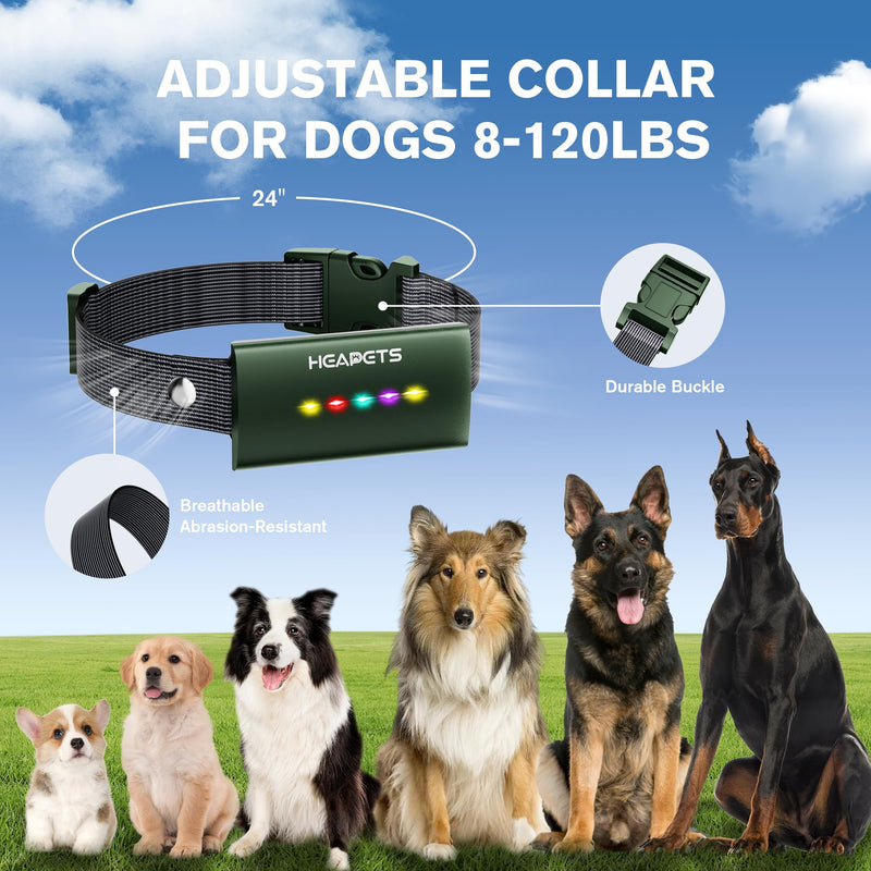 Dog Training Collar with Remote Control, 1600FT Electric Collars for Dogs 8-120 LBs, IP67 Waterproof Collar with Safe Static, Beep, Vibration, Rechargeable E-Collar for Small Medium Large Dogs, Green Green-TC-028 - PawsPlanet Australia