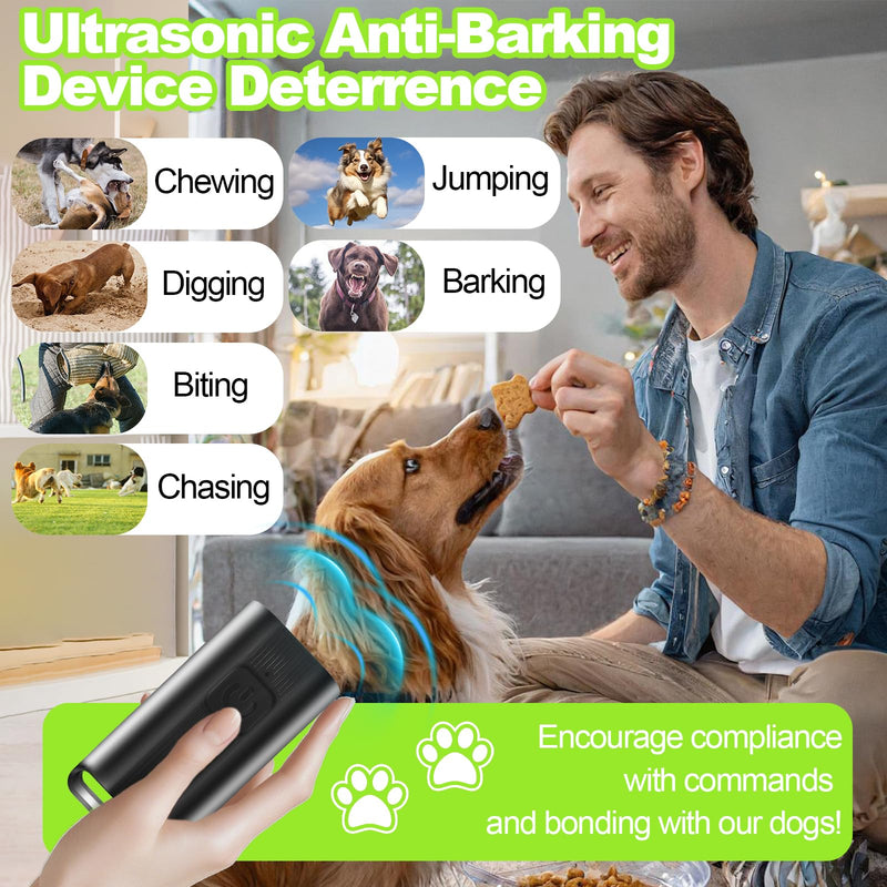 Mini Ultrasonic Dog Bark Deterrent Device - Stop Dog Barking Device for Own or Neighbor's Dog, Rechargeable Anti Barking Dog Trainer Portable Stop Barking Pet Training Tool Black