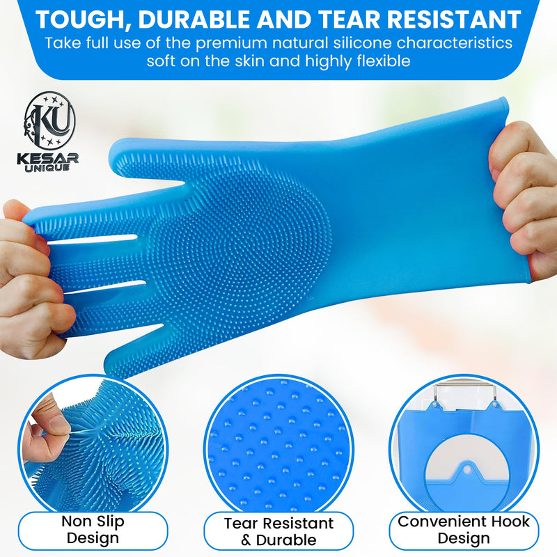 8Pcs Grooming Kit for Dog Cat & Horse|Dog Bathing Supplies|Dog Grooming Brush|Dog Bath Brush for Short & Long Hair|Dog Scrubber Brush for Bath |Dog Shampoo Brush|Dog Cleaning Gloves(sky blue) - PawsPlanet Australia