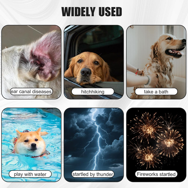 Dog Ear Defenders, Adjustable Waterproof Pet Dog Ear Protectors, Windproof and Noise Protection Comfort EarMuffs for Dogs, Suitable for Beauty Treatments Bathing Swimming Rain and Fireworks, Gray, M