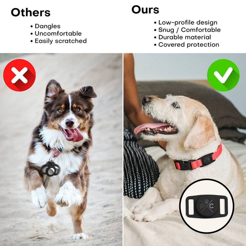 Pup Culture AirTag Collar (2 Pack) | Durable & Protective AirTag Holder - Track Your Pet Using Apple AirTag Technology 2 Pack Black - PawsPlanet Australia