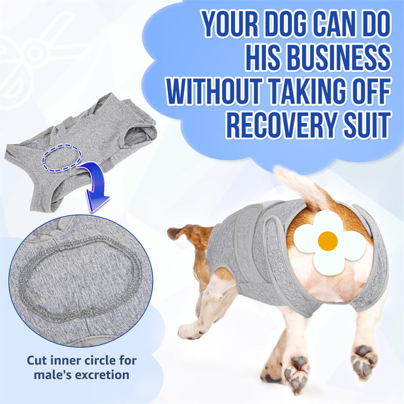 SlowTon Dog Surgery Recovery Suit - Zipper On Dog Onesies After Surgery for Female Male Dog, Abdominal Wounds Bandages Cone/E-Collar Alternative Dog Surgical Body Suit Anti-Licking (Grey,S) Small 1.Grey - 95% Cotton + 5% Spandex