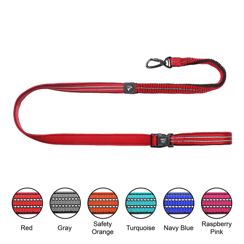 KRUZ PET KZV2072 6 FT Bungee Leash – Wearable Jogging Leash – Over the Shoulder and Waist Hands-Free Leash – Strong Reflective Heavy Duty Safety Leash with Locking Carabiner Clip – Easy Snap Function Gray Large: 1” X 6FT - PawsPlanet Australia