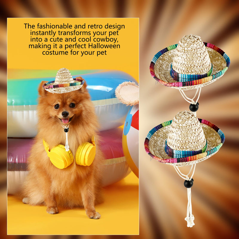 8 Pcs Pet Sombrero Hats Mini Sombrero Cap Cinco de Mayo Fiesta Hat Small Mexican Straw Hat for Puppy Dogs Cats Fiesta Party Decorations - PawsPlanet Australia