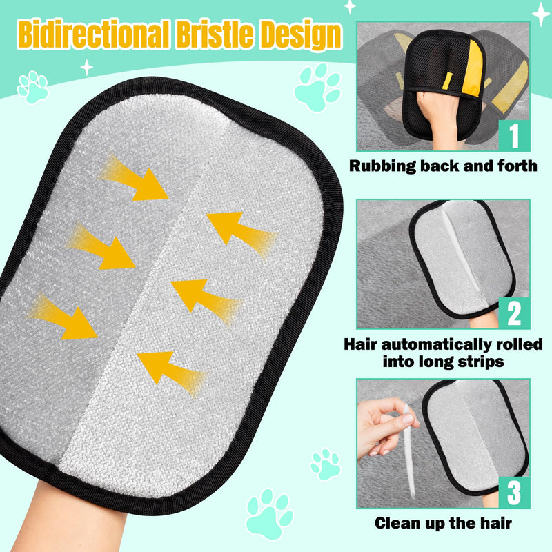 Pet Hair Remover Glove - 5PCS Electrostatic Cat Dog Hair Removal Gloves with Brush and Hooks, Reusable Animal Grooming Brush Tool for Couch Furniture Clothing Carpet Curtain Bed Carpet Blanket - PawsPlanet Australia