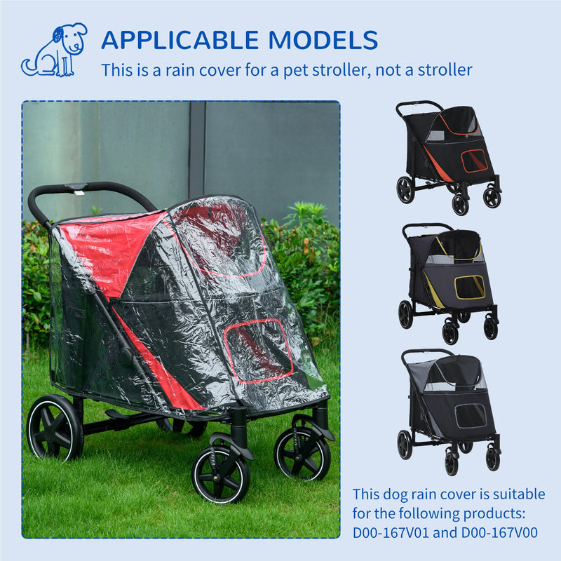 PawHut Dog Stroller Rain Cover, Cover for Dog Pram Buggy for, Large, Medium Dogs - PawsPlanet Australia