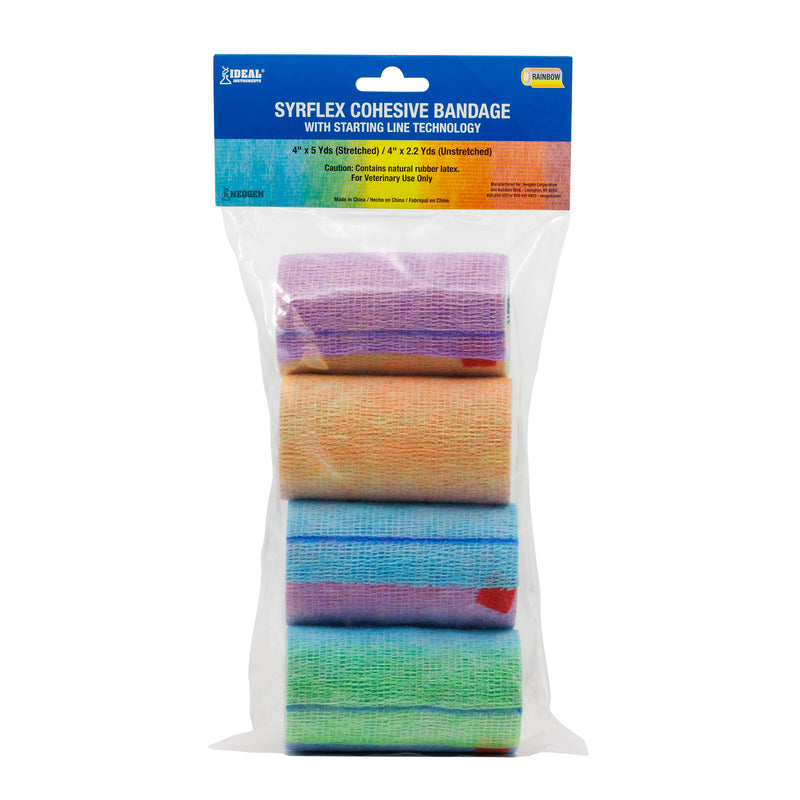 SyrFlex Cohesive Bandage 4” Rainbow 4pk 4"