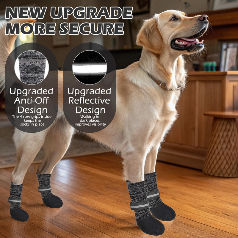 EXPAWLORER Anti Slip Dog Socks to Prevent Licking Paws, Shoes for Winter Snow, Boots & Paw Protectors with Grippers, Waterproof Booties for Hardwood Floors for Small Medium Large Senior Dogs Black L - PawsPlanet Australia