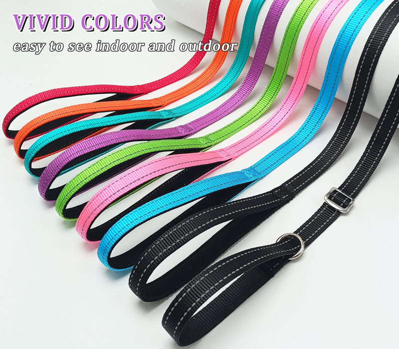 Slip Leash Dog Training Lead, Reflective Tangle-Free Adjustable No Pull Control Leash, 6 FT 3/4" Flat Wide Nylon with Padded Handle for Small Medium Dogs, Purple 3/4" x 6ft - PawsPlanet Australia
