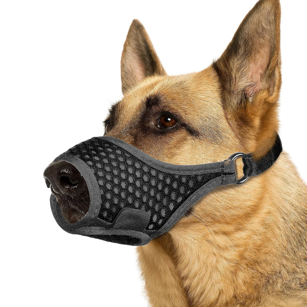 LUCKYPAW Dog Muzzle, Soft Dog Muzzles for Large Medium Small Dogs to Prevent Biting Chewing Certain Barking with Ring and Adjustable Strap for Vet Visit Training (Black, L) Black