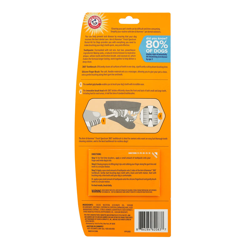 ARM & HAMMER Fresh Spectrum Coconut Dental Kit for Puppies, Includes Puppy Toothpaste, Toothbrush & Finger Brush, Removes Plaque, 360° Brush Deep Cleans all Tooth Surface, Easy to Use Dog Oral Care