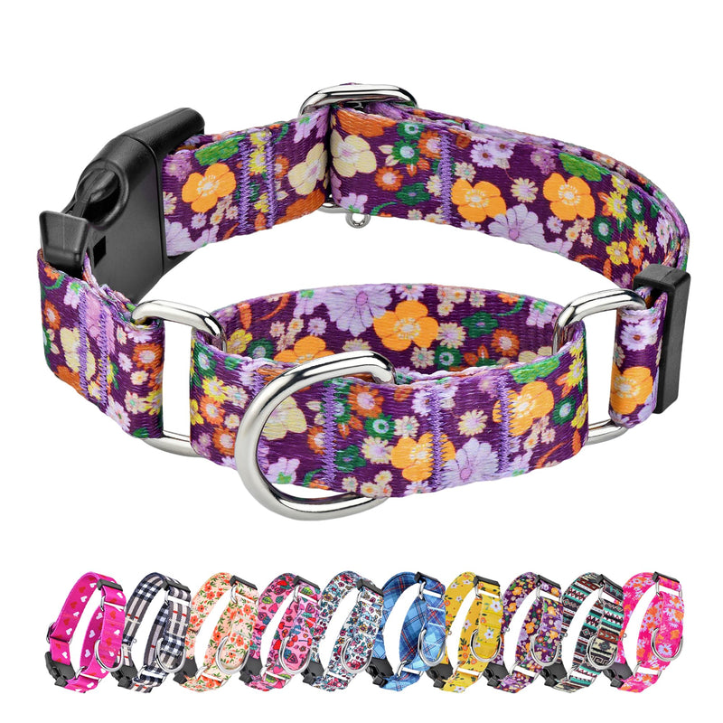 Martingale Collar for Dogs Cute Floral Dog Collar for Small Medium Large Dogs Special Design Fancy Dog Collars for Girl Boy Pet (Purple Flower,Medium) Purple Flower