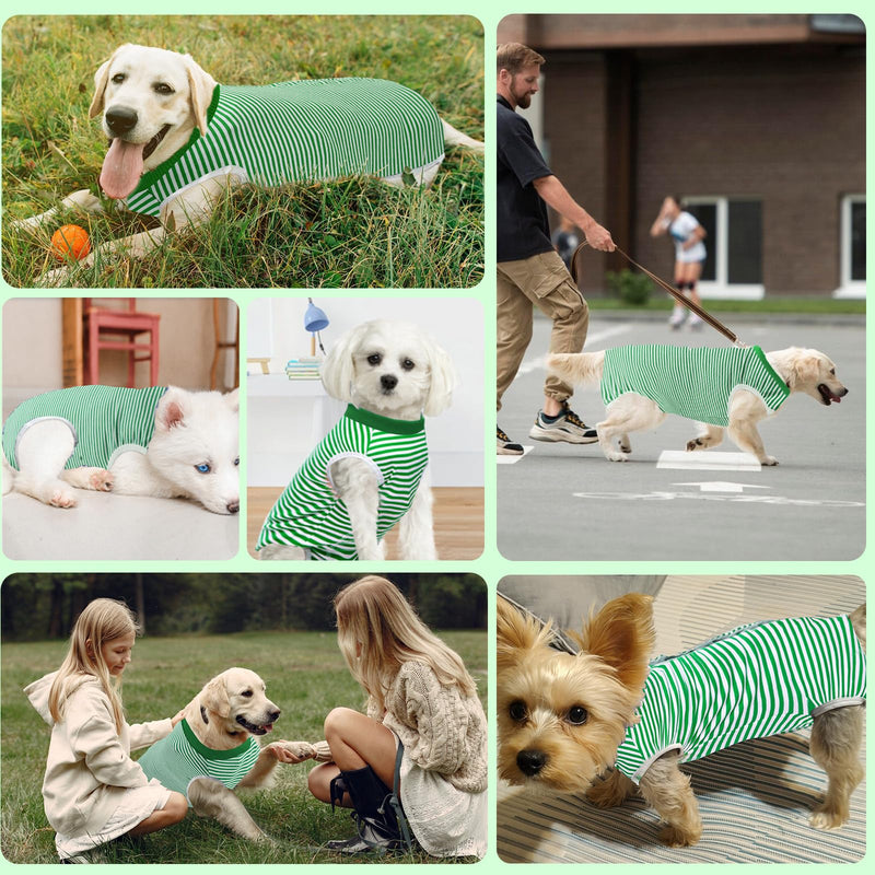 AURUZA Dog Recovery Suit After Surgery, Soft Breathable Dog Onesie for Surgery Female Male, Anti Licking Dog Surgical Suit (Green Stripey,XL) - PawsPlanet Australia