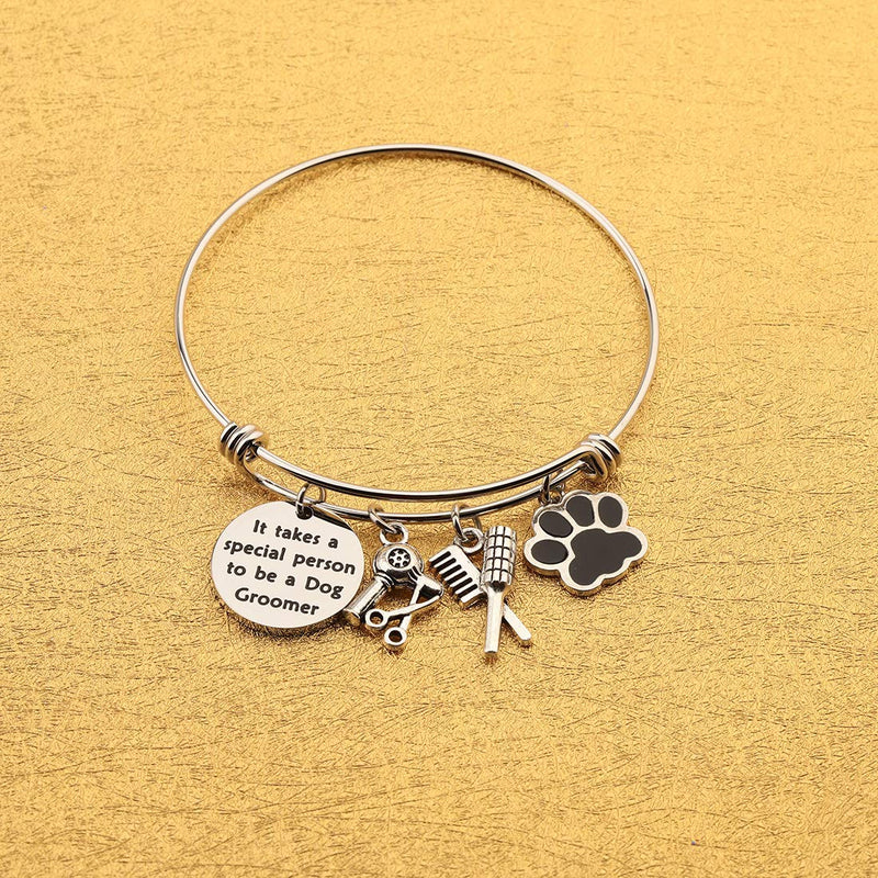 FOTAP Dog Groomer Gift Pet Groomer Gift Pet Groomer Bracelet Paw Print Charm Bracelet Dog Stylist Bangle Gift for pet Groomer dog Groomer bracelet - PawsPlanet Australia