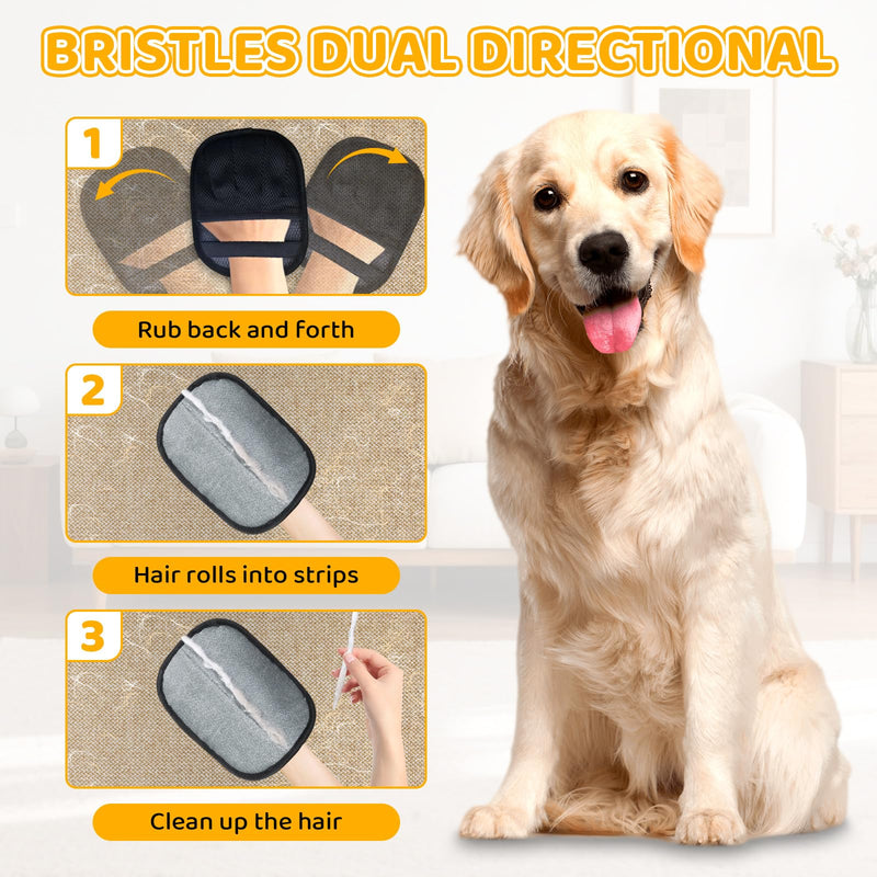 Pet Hair Removal Glove for Dogs & Cats, 2025 Newly Upgraded Five-Finger Electrostatic Pet Hair Gloves and Pet Hair Comb, Pet Hair Remover Tool for Clothing, Couch, Carpet, Car Seat (1PCS) 1 Pack Black - PawsPlanet Australia