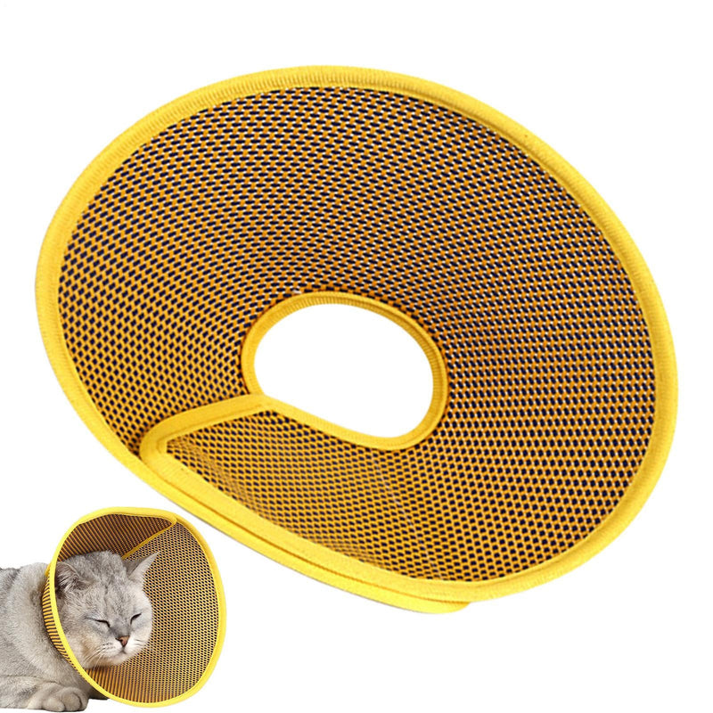 Cat Cone Collar - Adjustable Recovery Collar, Pet Neck Protector | Breathable Woven Cooling Design Soft Comfortable Fit, Ideal for Healing Stop Licking Cats Kitten, multicolored, S, See description