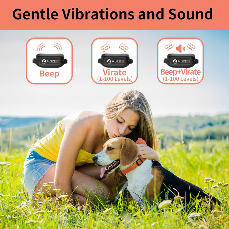 PaiPaitek Vibrating Dog Collar No Shock, 3300ft Waterproof Vibration Collar for 2 Dogs, No Shock Dog Training Collar with Remote for 5-120 lbs All Breeds, Safe and Humane PD523V-2 Orange - PawsPlanet Australia