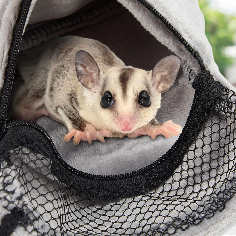 Sweetude 2 Pcs Sugar Glider Bonding Pouch Small Animal Outgoing Sleeping Bag Breathable Small Animal Carry Pouch with Shoulder Strap for Marmosets Squirrels Hamsters and Other Pets(Gray) Gray - PawsPlanet Australia