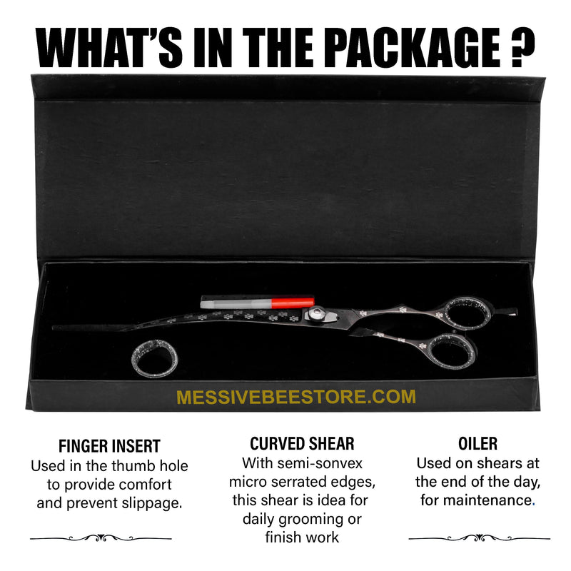Pet Grooming Scissor Dog Blade scissor Pet Grooming Scissors Dog Hair Cutting Shears with Bag for Professional Right Hand Pet Groomer (Black Curved, 9.0") Black Curved 9.0" - PawsPlanet Australia