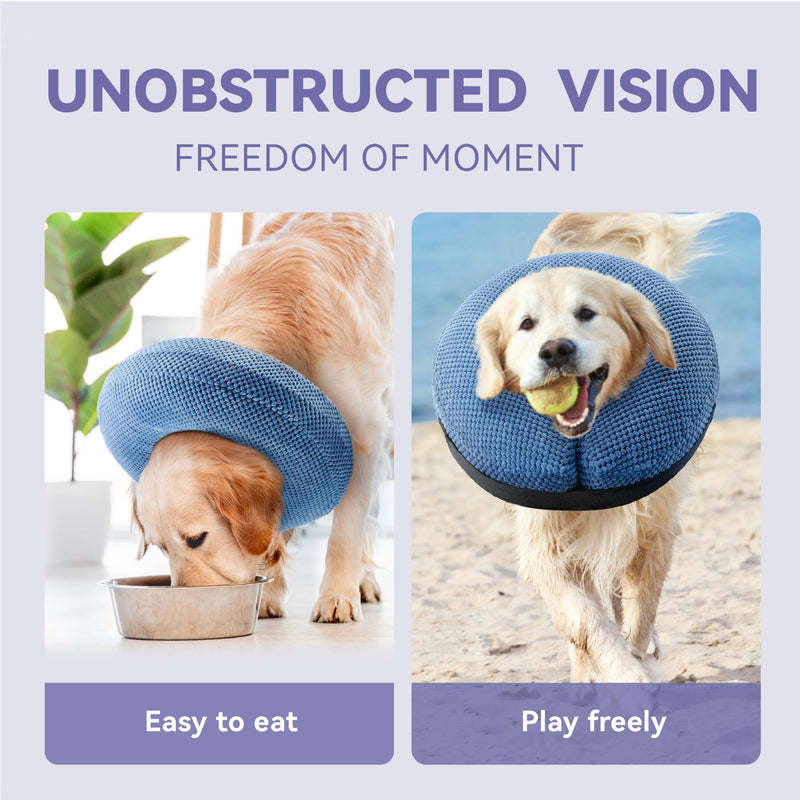 Inflatable Dog Cone Collar - Dog Neck Donut Cone Collar Alternative After Surgery - Soft Cone for Large Medium Small Dogs Cats - Alternative Recovery E Collar (Blue, L) Large [Neck:12"-15"] - PawsPlanet Australia
