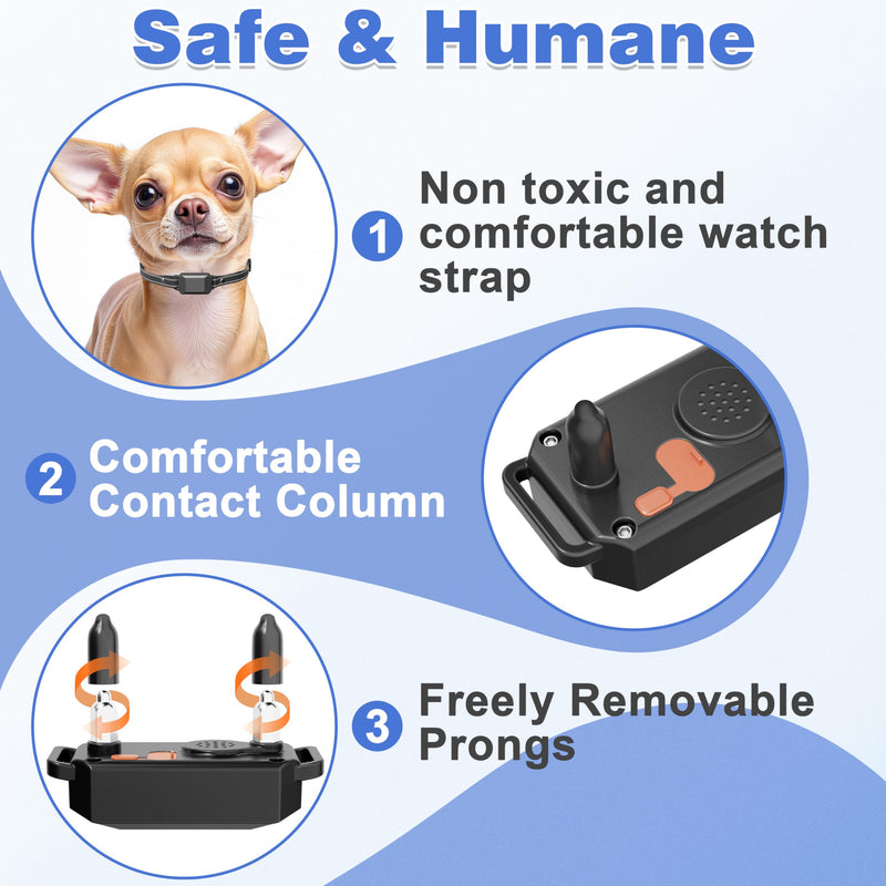 Small Shock Collar for Small Dogs, Dog Training Collar with Remote for Small & Medium Dogs 5-30lbs, Waterproof, Rechargeable, 1300ft Range, Collar with Beep, Vibration, Safe Shock Black - PawsPlanet Australia