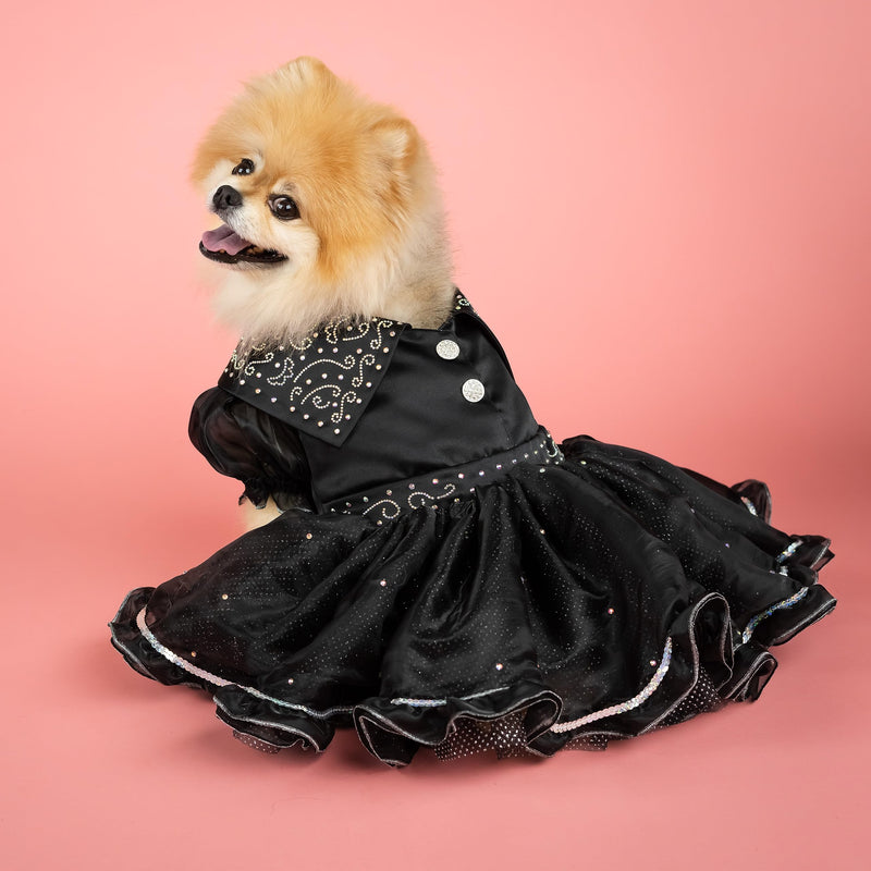 Doggy Parton Shimmering Evening Dress - XS X-Small Black - PawsPlanet Australia